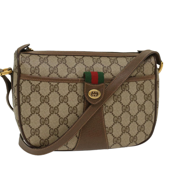 Gucci Handbags - GUCCI GG Canvas Web Sherry Line Shoulder Bag Beige Green 39.02.032 Auth 48249